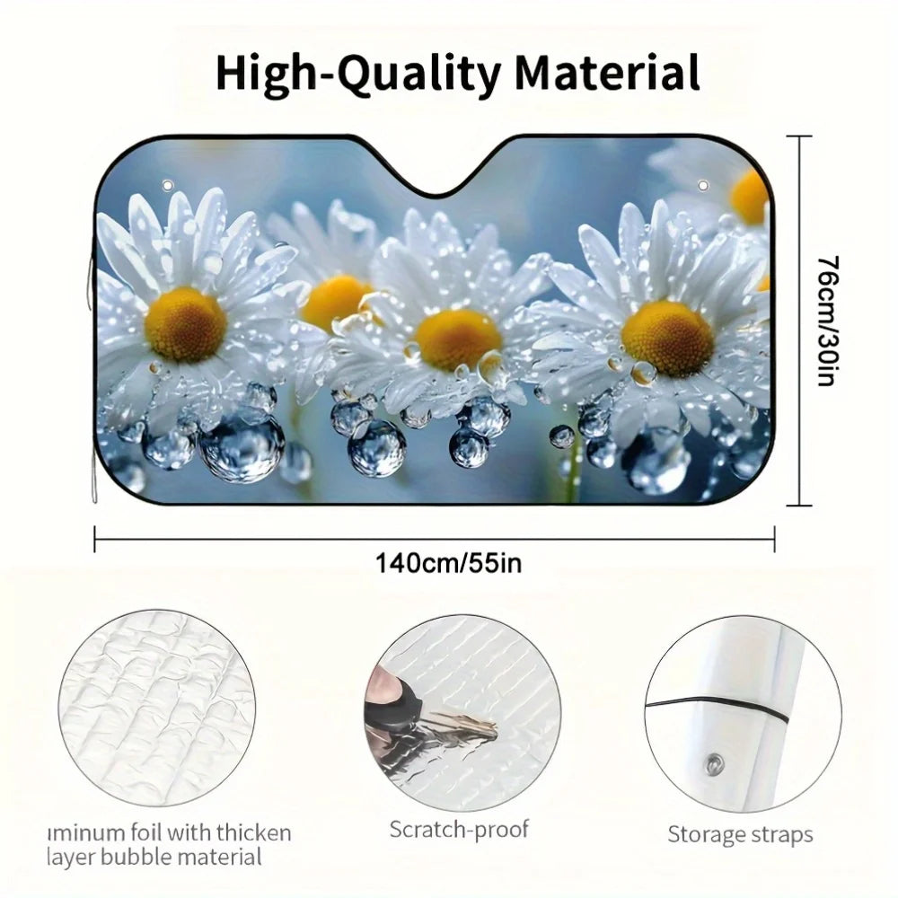 Daisy Raindrops Car Sun Visor – Multi-Layer Universal Sunshade Car Sun Visor HIP