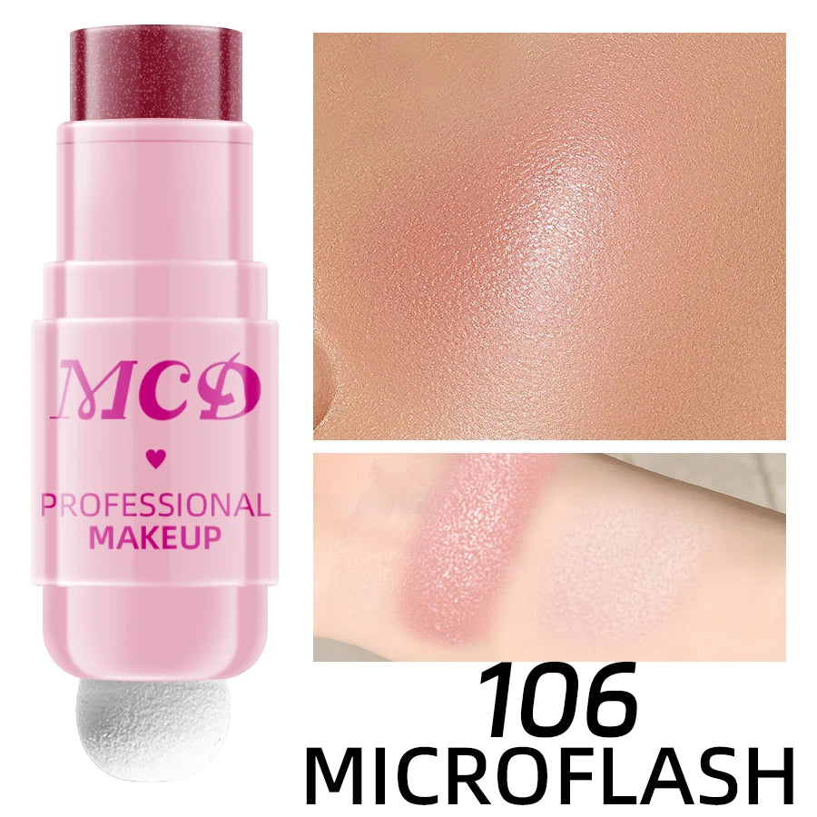 6Colors Makeup Blush Stick Lip Tinted Cooling Water Jelly Tint Jelly Blush Stick Bronzer Cheek and Nose Grooming Matte Blush HIP 106