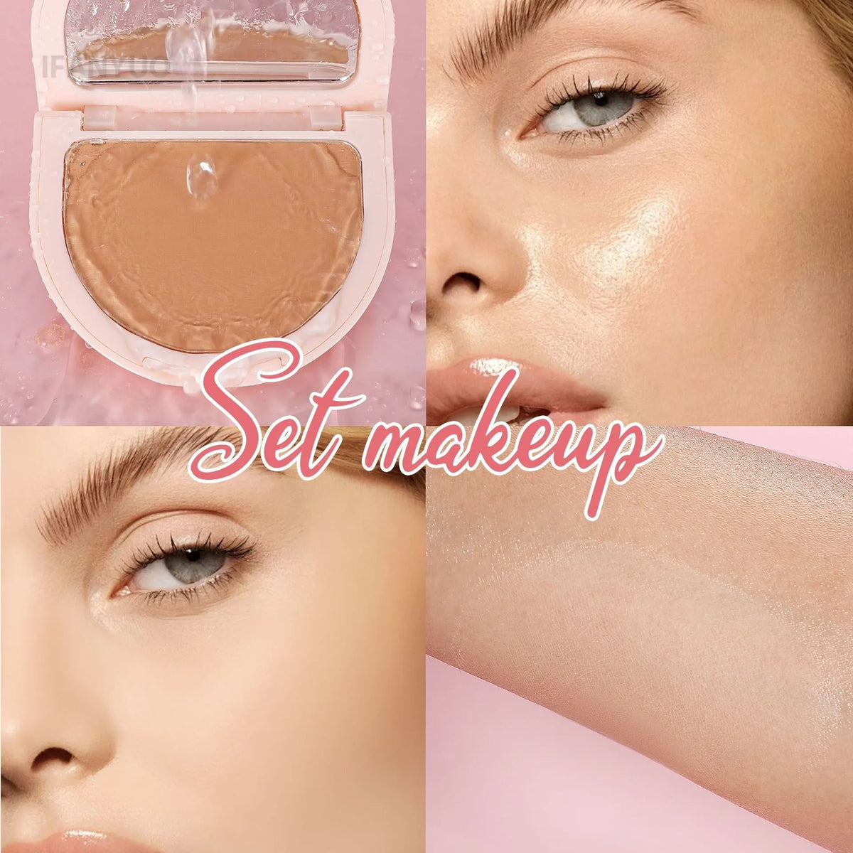 8Colors Matte Face Pressed Powder 24 Hours Oil Control Natural Setting Powder Foundation Full Coverage Waterproof Lasting Makeup HIP