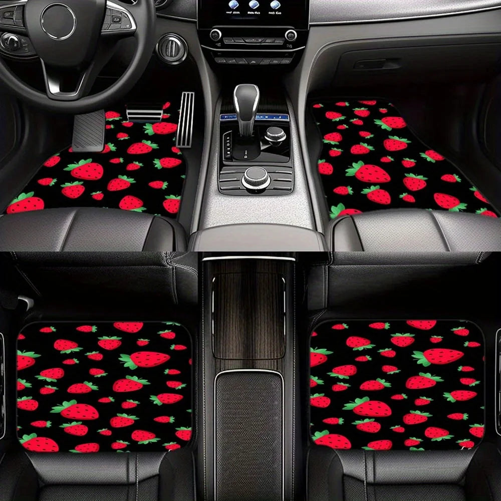 Red Strawberry Car Floor Mats – Anti-Slip, Universal Fit Car Floor Mats HIP 1