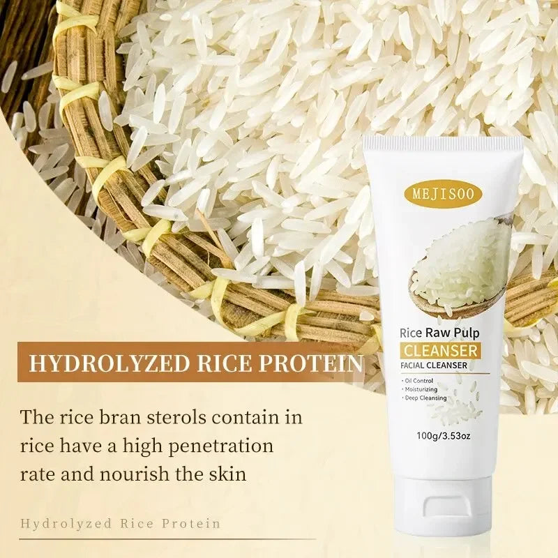 Rice Raw Pulp Brightening Facial Cleanser – Moisturizing Foam Facial Cleanser HIP