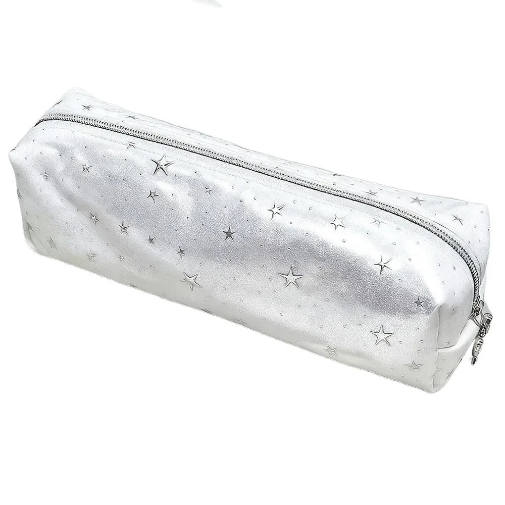Star Pattern Pencil Case – Large Capacity Oxford Cloth Pen Bag Pencil Case HIP WHITE
