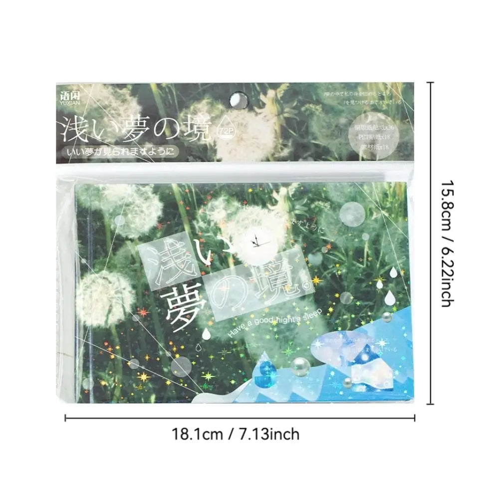 72-Sheet Scrapbooking Sticker Book – Shallow Dream Realm PET Scrapbooking Sticker Book HIP