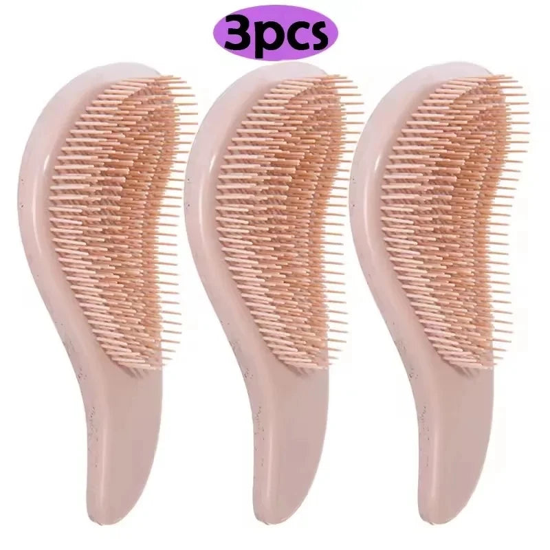 T-Shape Wheat Straw Comb Set – Anti-Static Detangling Hair Comb Set HIP C689-pink 3pcs