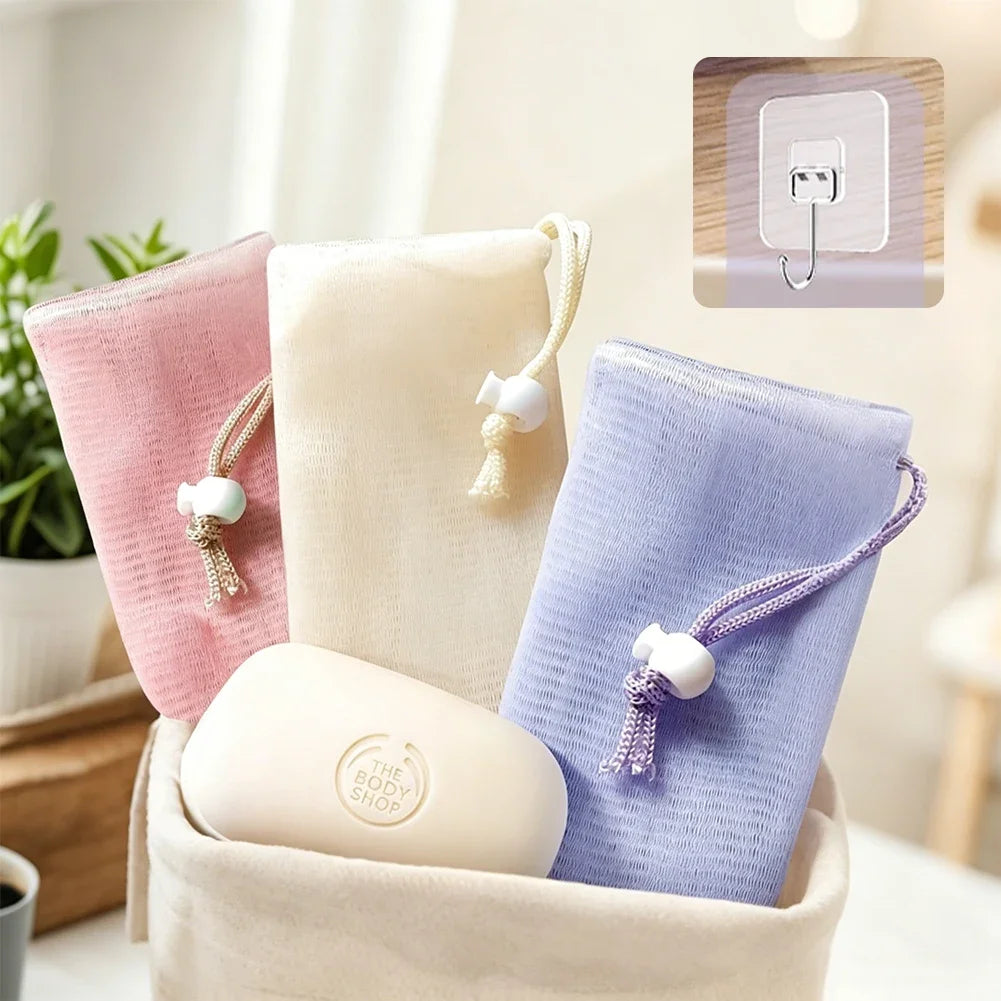 Mesh Shower Bubble Foam Net High Elasticity Mesh Soap Foaming Bag for Shower Gel Shampoo Foaming Mesh HIP 3pcs set