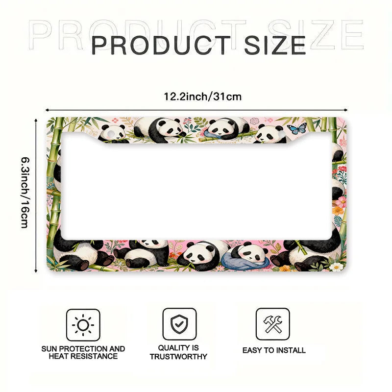 HIP Panda Metal License Plate Frame – 2D Flat Car Accessory License Plate Frame HIP