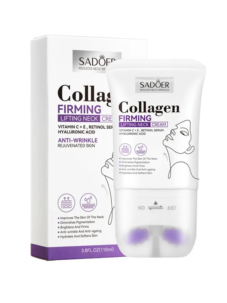 SADOER Collagen Firming Neck Cream with Massage Roller Neck Firming Cream HIP
