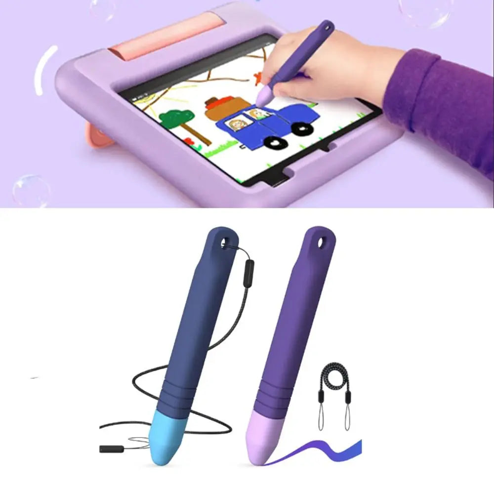 Kids Silicone Stylus Pen – Anti-Roll, Anti-Lost Tether Kids Tablet Stylus HIP