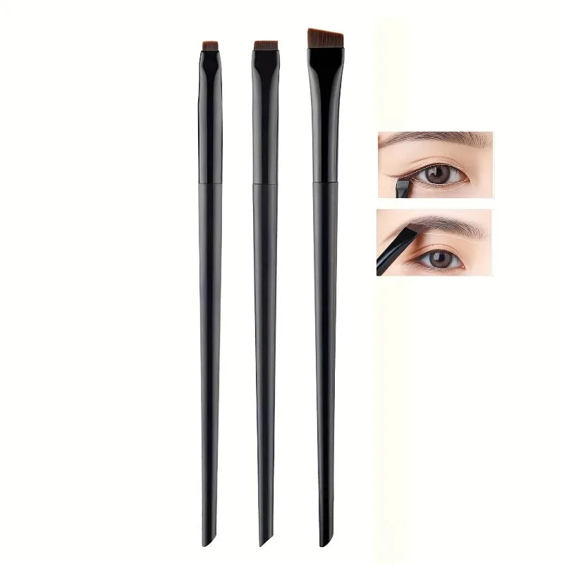 3-Piece Blade Eyeliner & Eyebrow Brush Set – Flat Fine Tip Eye Makeup Brush Set HIP
