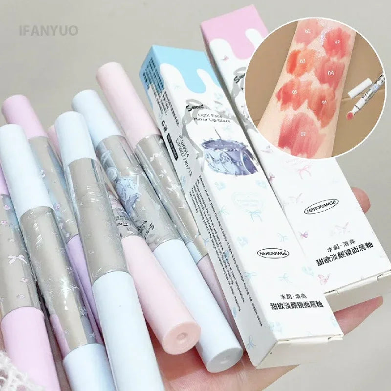 Flat Sponge Head Lip Gloss Moisturize Low Saturation Mirror Lip Glaze Lasting Waterproof Lip Plumping Tint Non Stick Cup Makeup HIP