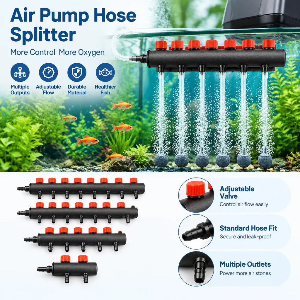 Fish Tank Oxygen Pump Pipe Splitter Regulating Valve Aquarium Air Pump Hose Splitter Distributor Booster Pump Adapter Accessory HIP
