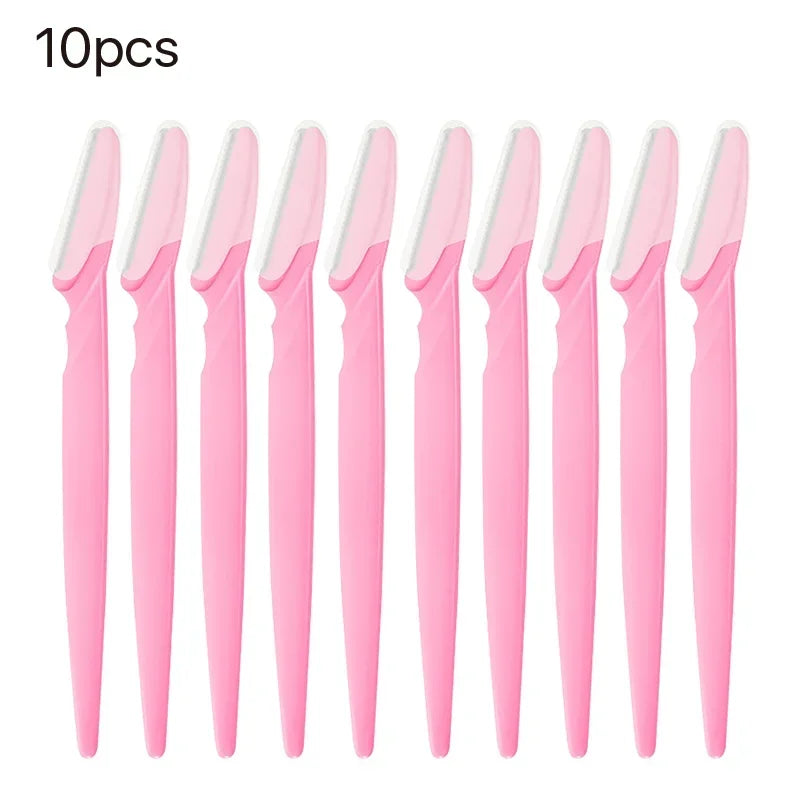 Eyebrow Trimmer Face Razor Set – Portable Precision Shaper Eyebrow Trimmer Razor HIP C514-pink 10pcs