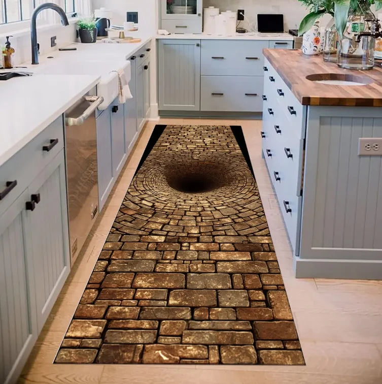 2D Optical Illusion Runner Rug – Non-Slip Washable Carpet Hallway Runner Rug HIP 4 50X150cm-Felt