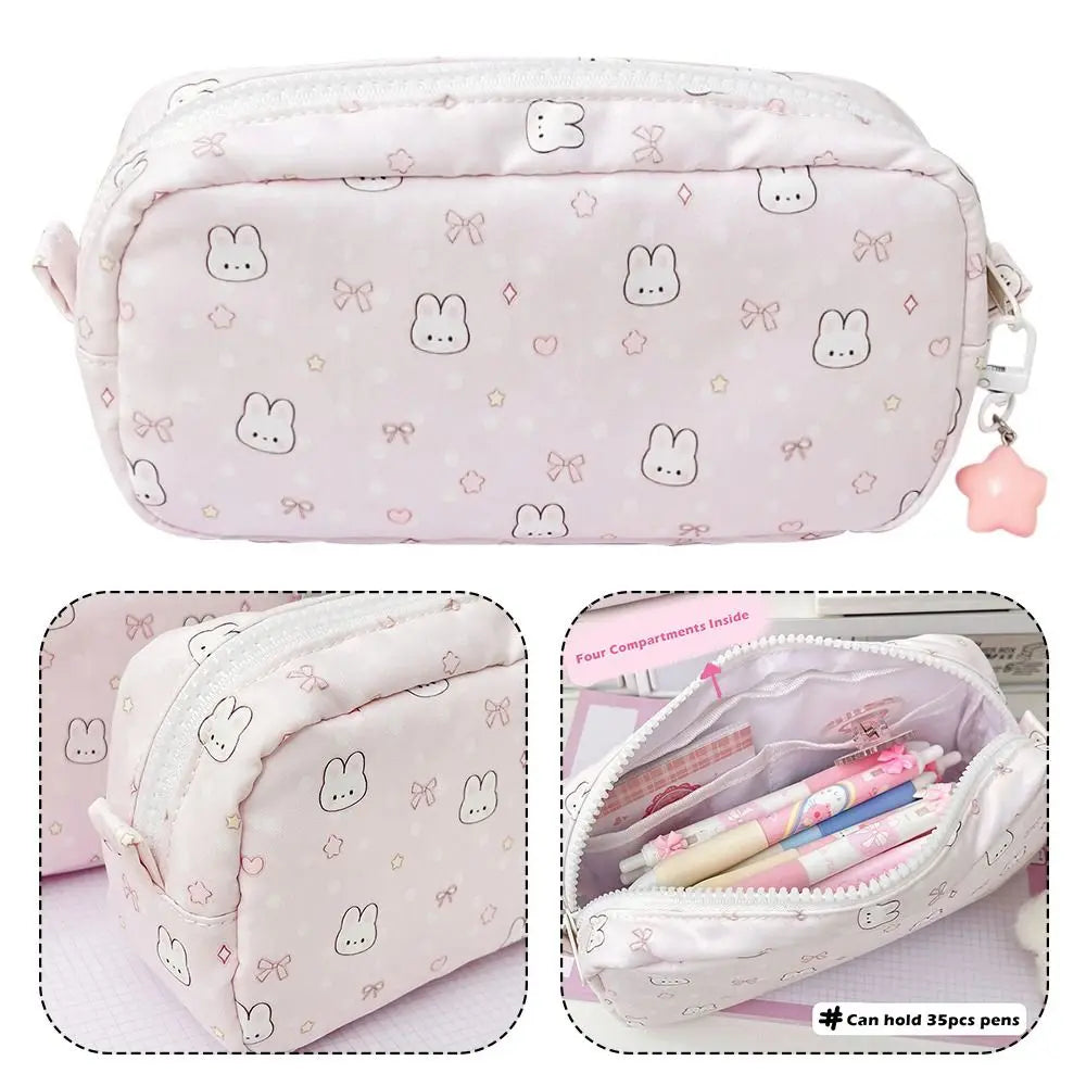 Bowknot Rabbit Pencil Bag – Large Capacity Stationery Pouch Pencil Case HIP