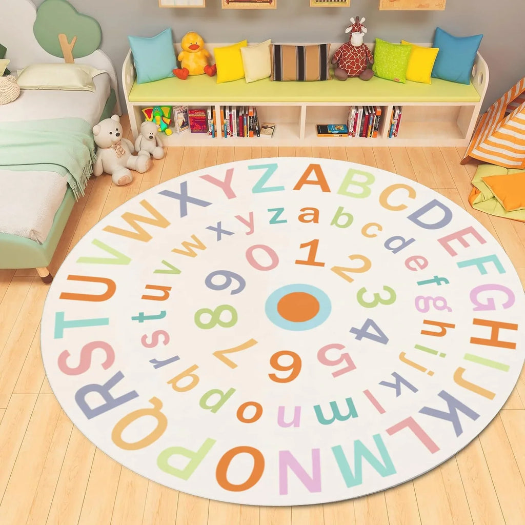 ABC Alphabet Kids Round Rug – Non-Slip Washable Baby Play Mat Kids Play Mat Rug HIP