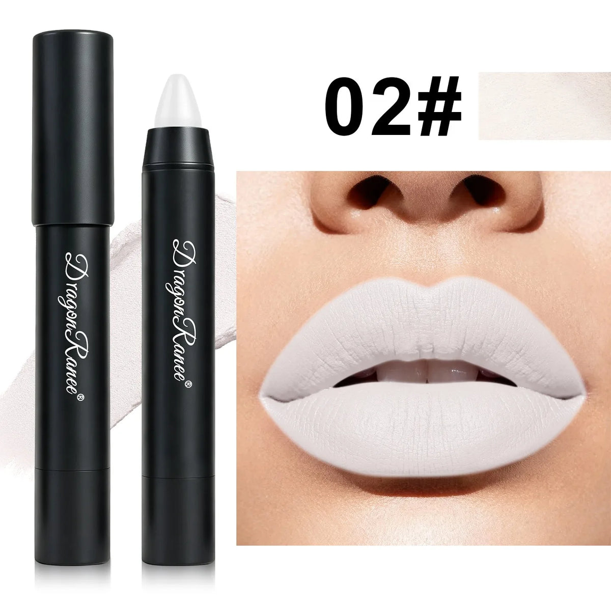 Vampire Black White Dark Red Lipstick Matte Lip Tint Waterproof Long Lasting Non Drying Black to Red Lipstick Vampire Makeup Lip HIP 02 White