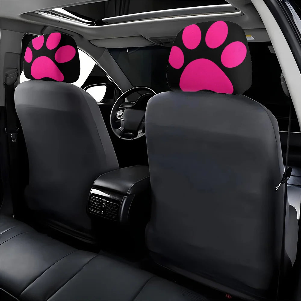 2-Pack Pet Paw Print Car Headrest Covers – All-Weather Car Headrest Covers HIP