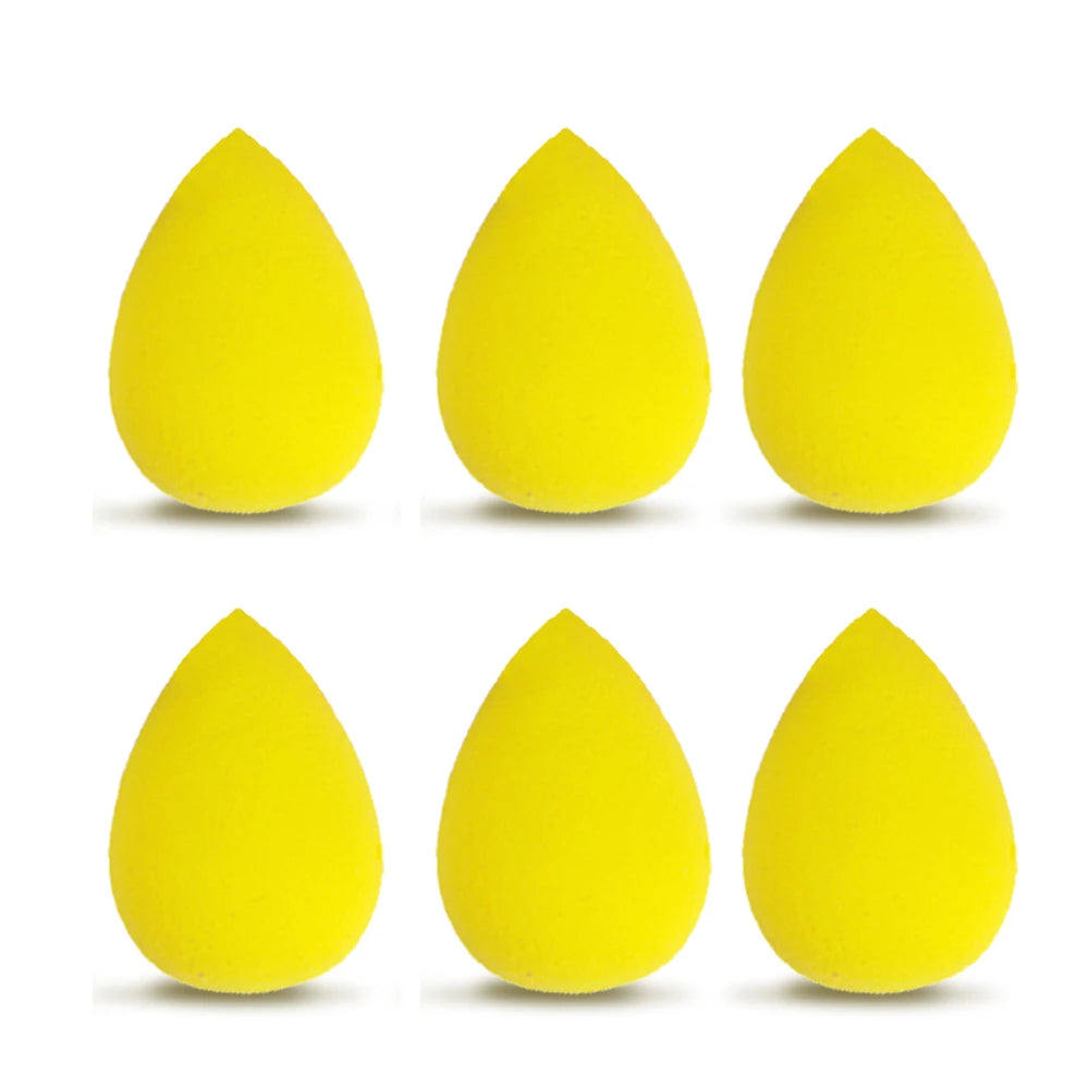 6pcs Mini Makeup Sponge Puff Beauty Powder Sponge for Makeup Concealer Liquid Foundation Face Cosmetic Puff Make Up Sponge HIP Yellow No Bag