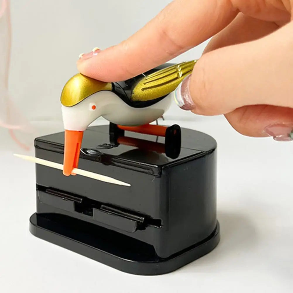 1PC Cartoon Hummingbird Toothpick Container Automatic ABS Toothpick Dispenser Holder Box Home Decoration Kitchen Accessories HIP