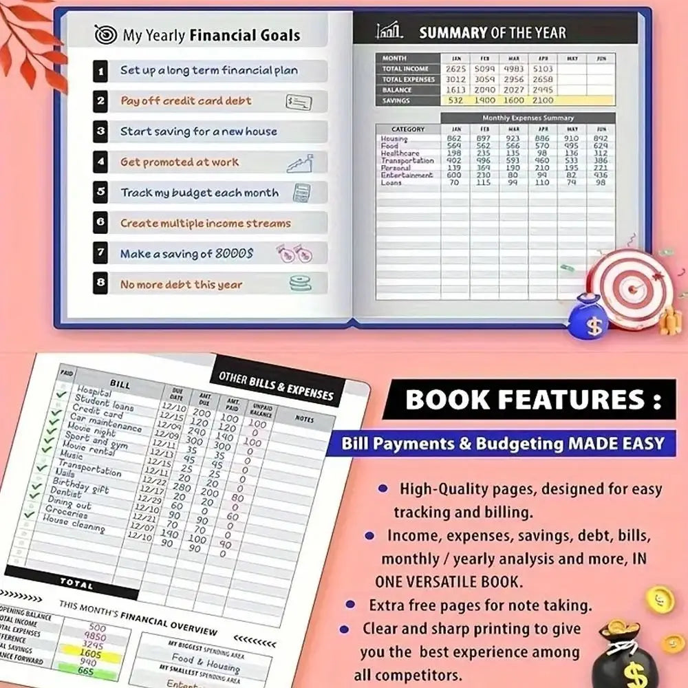 Bill Tracker Notebook – 960 Records & 48-Month Budget Log Budget Tracker Notebook HIP