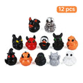 Mini Devil Ghost Skull Resin Ducks Figurines, Cute Spooky Desktop Decor, Halloween Christmas Gift DIY Craft Dollhouse Decor HIP 12PCS