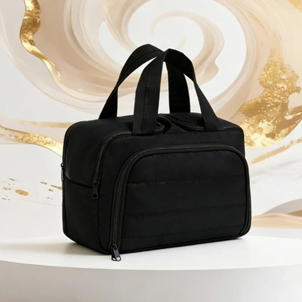 Large Capacity Cosmetic Bag Waterproof with Multiple Compartments Lightweight Men Women Travel Toiletries Makeup Pouch Bag HIP Black