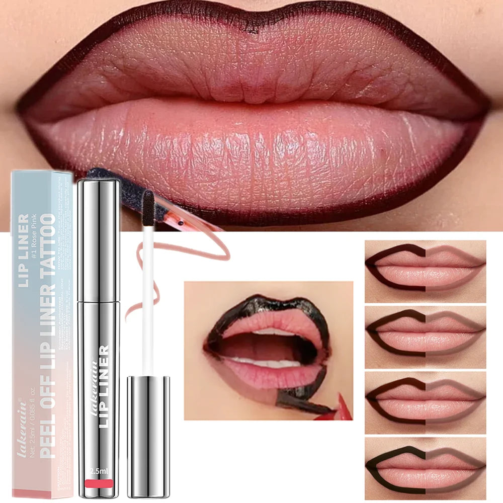Waterproof Lip Liner Peel Off Tattoo Lipgloss Waterproof Long Lasting Matte Lip Tint Brown Contour Tear-off Lips Stain Cosmetic HIP