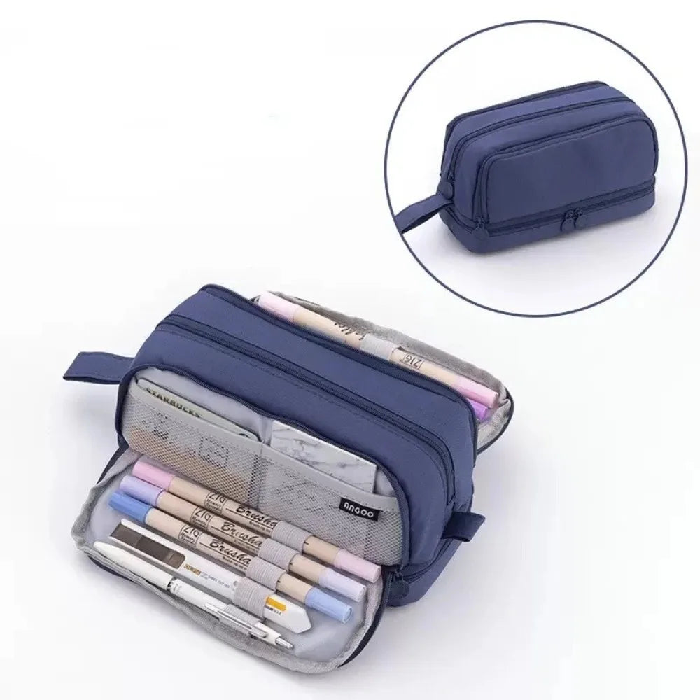 Large Capacity 4-Layer Pencil Case – Multi-Compartment Pouch Pencil Case HIP Navy Blue