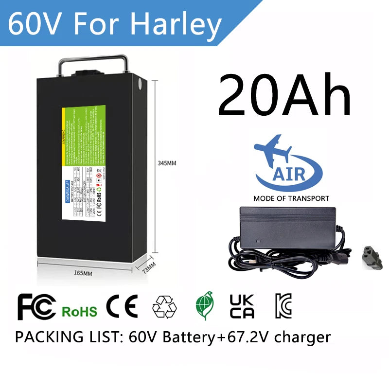 60V 10Ah–40Ah 18650 Li-Ion Battery Pack for E-Scooter & EV Li-Ion Battery Pack HIP 20Ah battery 1C