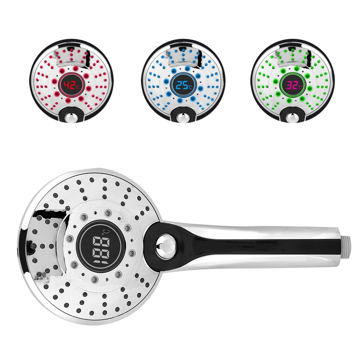 Digital Display Handheld Shower Head with 3-color Temperature Control LED Light 3 Spraying Mode Bathroom Spray Head HIP