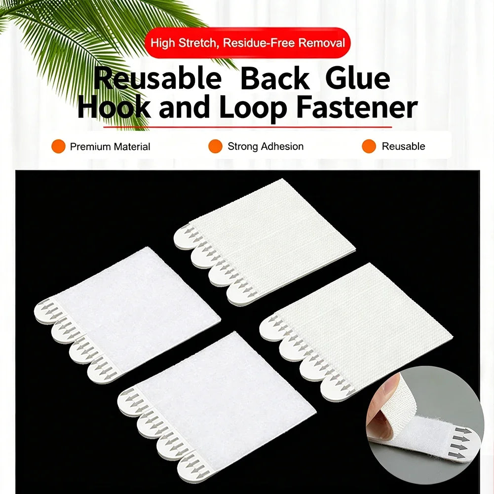 Universal Double Sided Adhesive Hook 4/12Pairs No Drill Picture Hanging Strips Hooks Loop Tape Non Trace Hooks for Photo Frame HIP