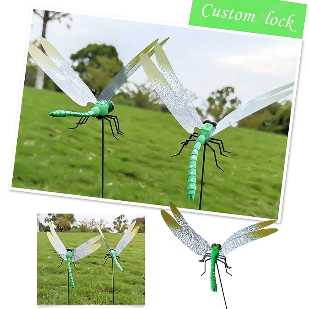 Waterproof Exquisite Color 3D Dragonfly Butterfly Decoration Stakes 12/6pcs 3D Artificial Indoor Outdoor Christmas Decoration HIP