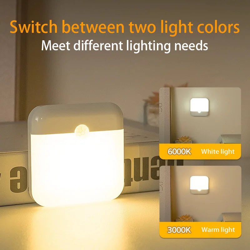 Motion Sensor LED Night Light – USB-C Rechargeable Square Lamp Motion Sensor Night Light HIP