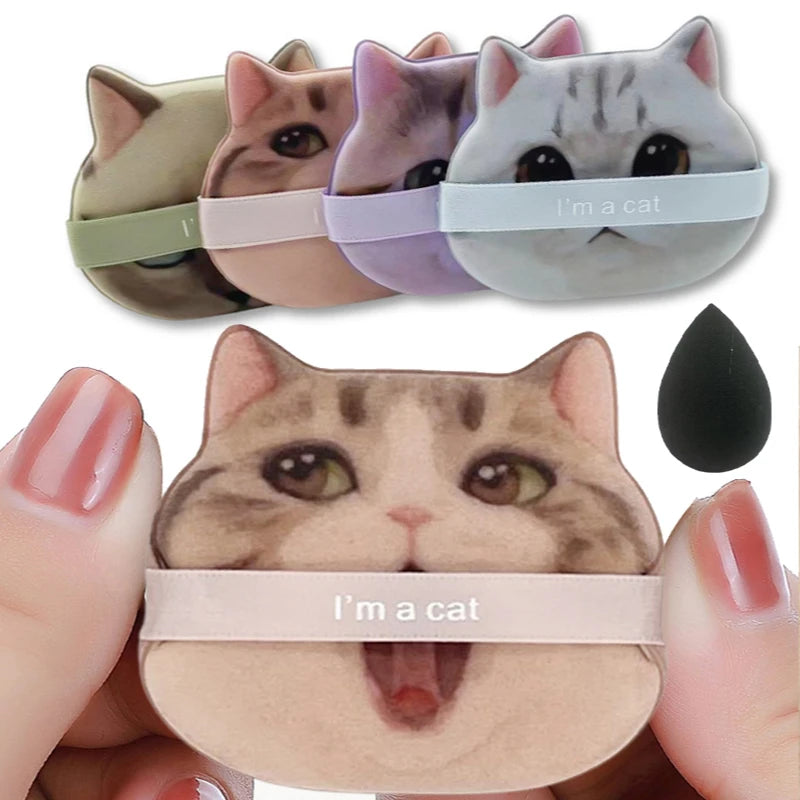 1/4pcs Kitty Air Cushion Powder Puff Cute Cat Cosmetic Puffs Hydrophilic Non-latex Facial Foundation Beauty Tool Dry Wet Makeup HIP