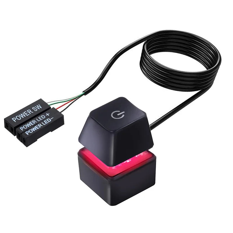RGB Desktop PC Power Switch – External ON/OFF & Reset Button PC Power Switch HIP black 1.8m