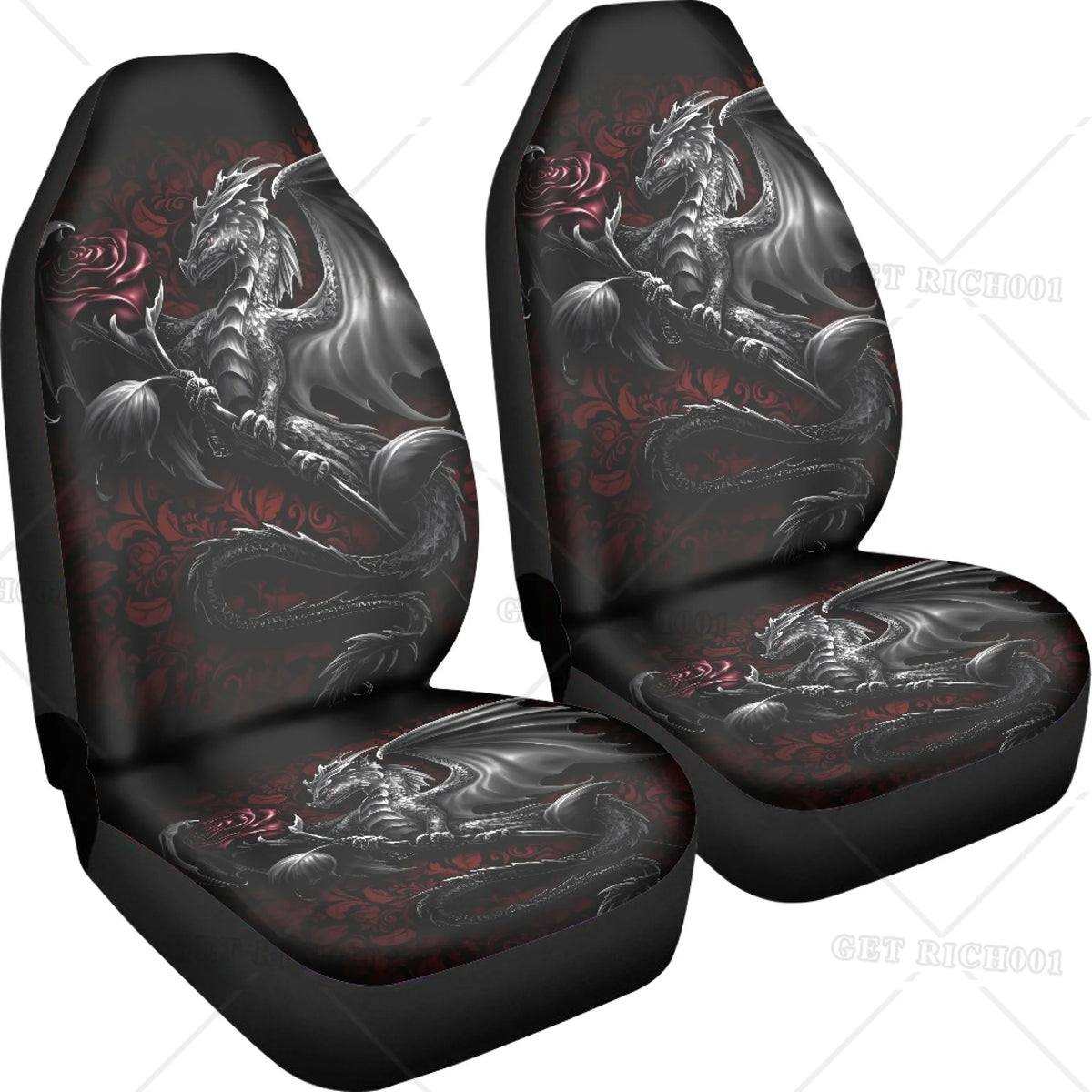 Dragon & Rose Car Seat Covers – Universal Front Seat Protector Car Seat Covers HIP