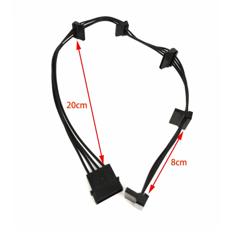 Molex 4-Pin to 5x SATA Power Splitter Cable for PC & Server Power Splitter Cable HIP