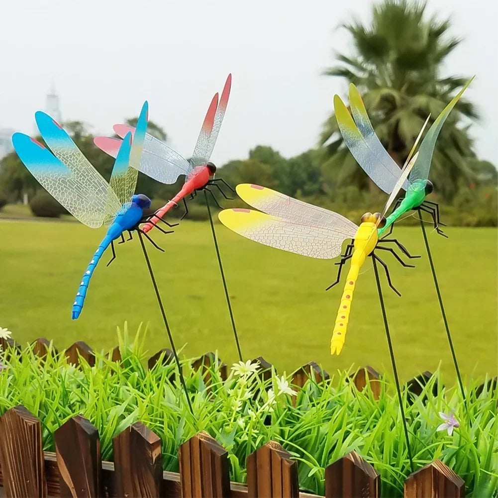 Waterproof Exquisite Color 3D Dragonfly Butterfly Decoration Stakes 12/6pcs 3D Artificial Indoor Outdoor Christmas Decoration HIP