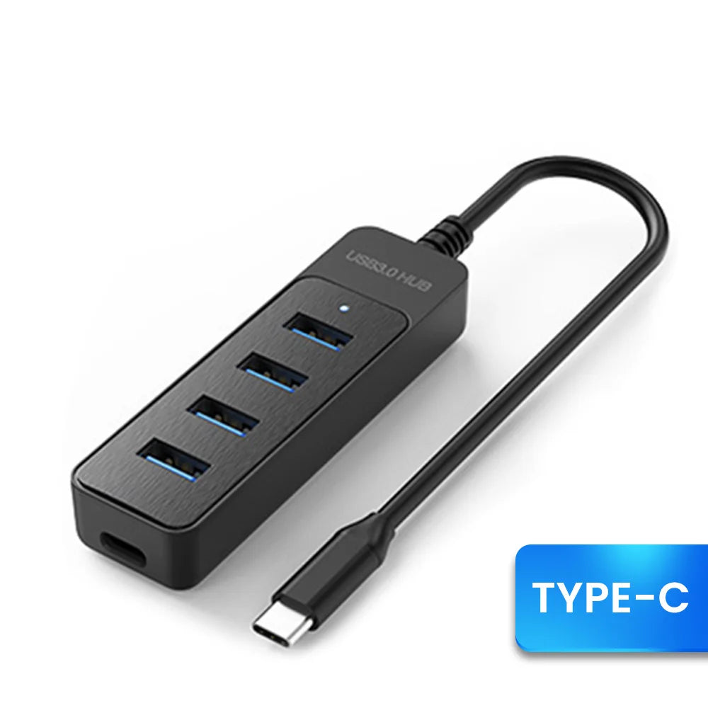 4-Port USB 3.0 Hub Splitter High-Speed Expander for Laptop & PC USB Hub HIP TYPE C Hub