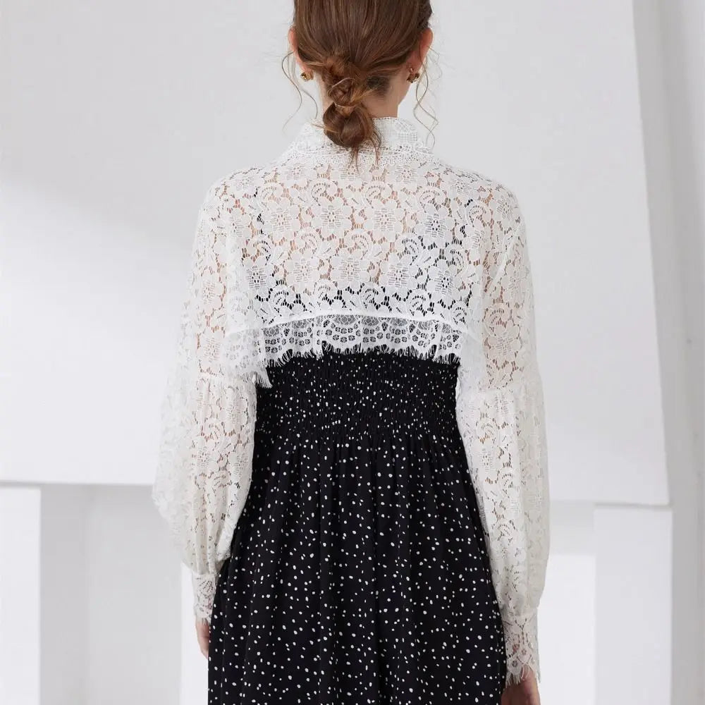Women's Lace Chiffon Shawl & Detachable Floral Collar Lace Chiffon Shawl HIP