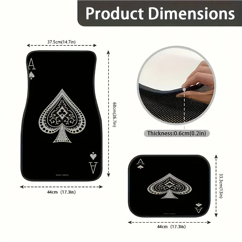 4-Piece Spades Ace Car Floor Mats – Anti-Slip Universal Fit Car Floor Mats HIP