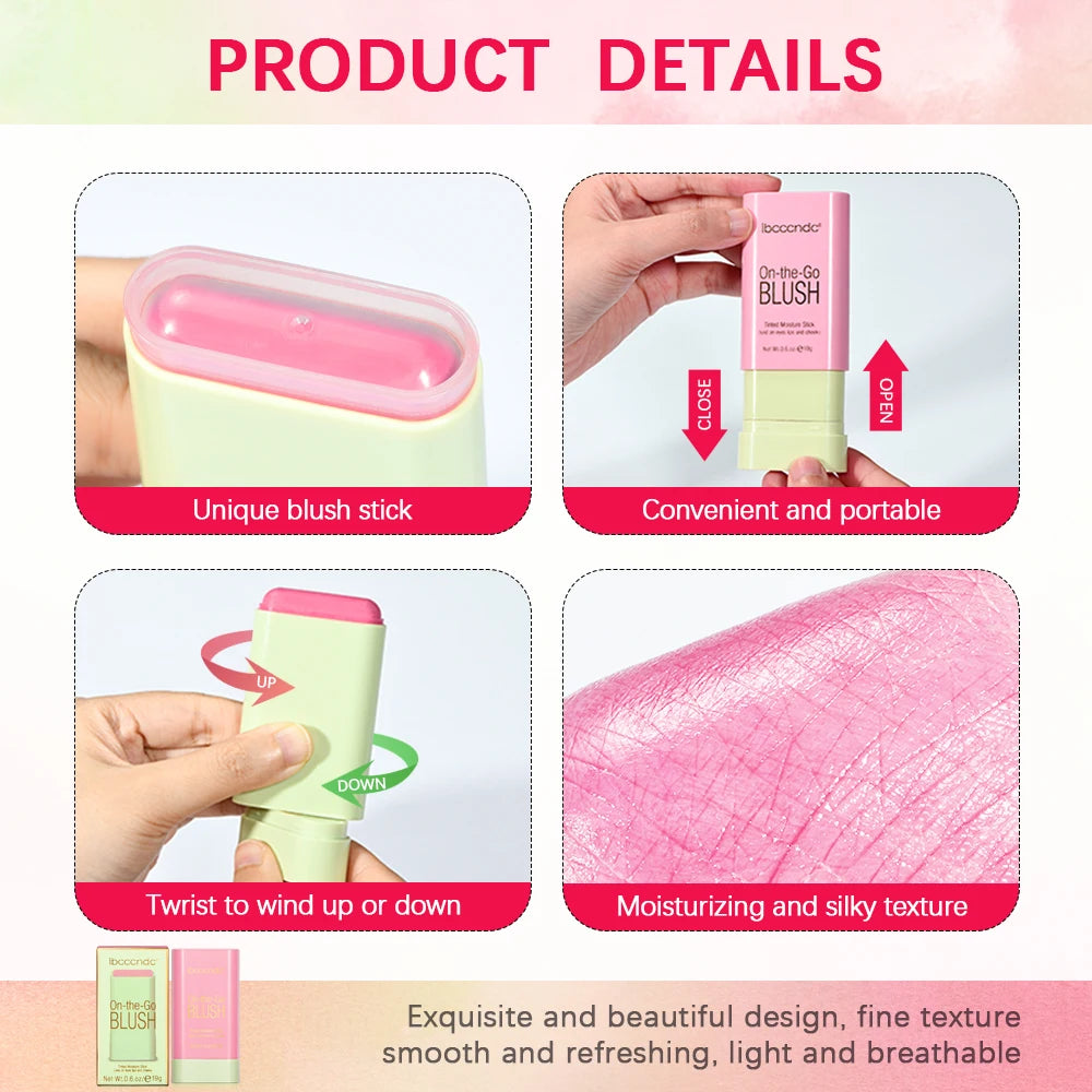 Make Up Functional Blush Stick Easy Color Rouge Blusher Cream Waterproof High Color Rendering Brightening Skin Tone Hot HIP