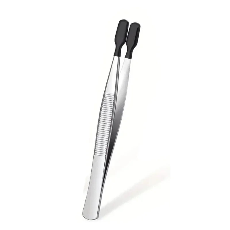 1pcs Tweezers With Rubber False Eyelash Adhesive Attachment Clamp Tips Tweezers Rubber Silicone Coated Multifunctional Product HIP Bk Duan