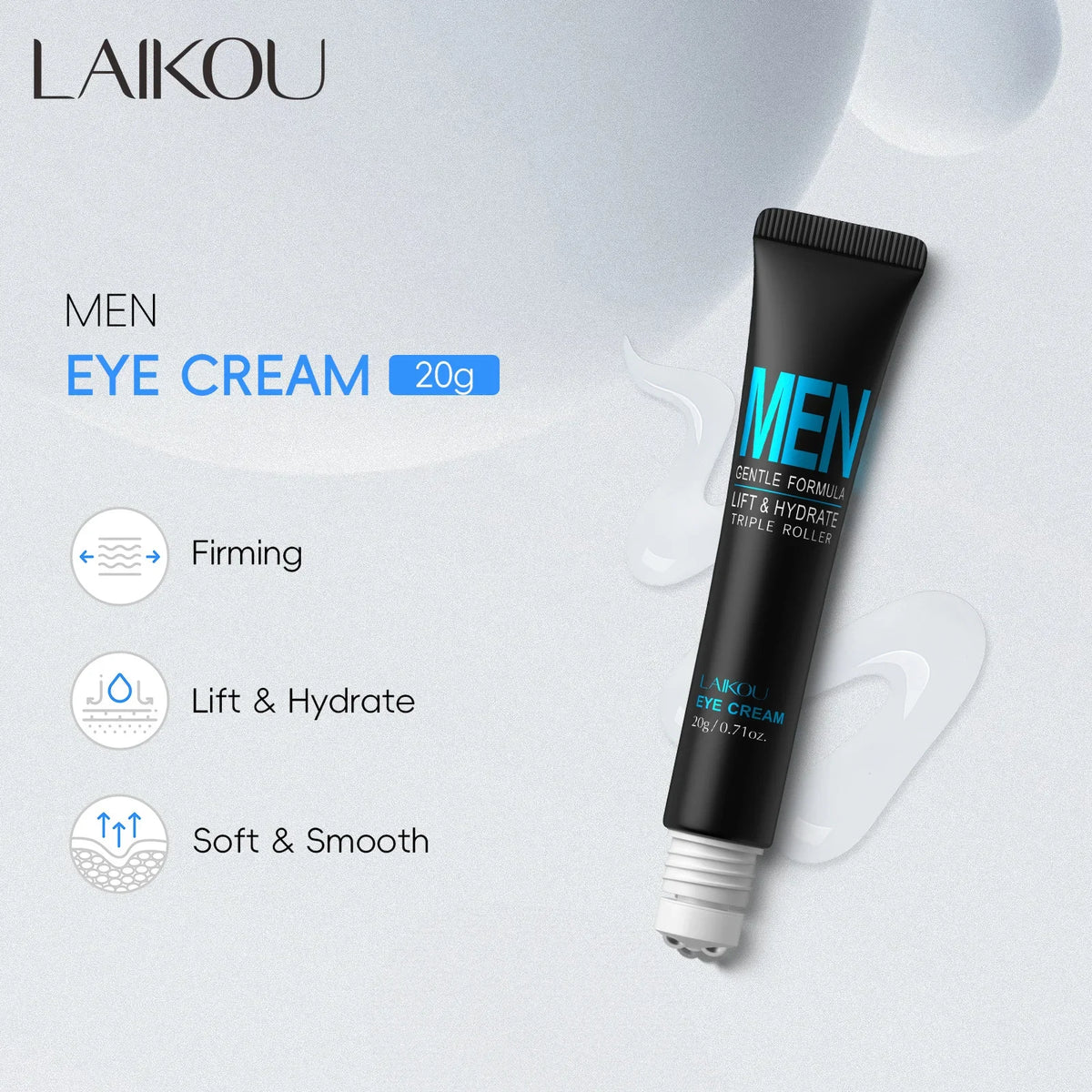 LAIKOU Men Eye Cream 20g | 3D Rollerball Hydrating Eye Care Men's Eye Cream HIP