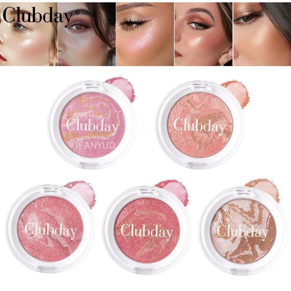 Marble Blush Palette Pearlescent Baked Brightening Blush Powder Cheek Tint Blusher Contour Highlighter Face Shadow Shimmer Rouge HIP