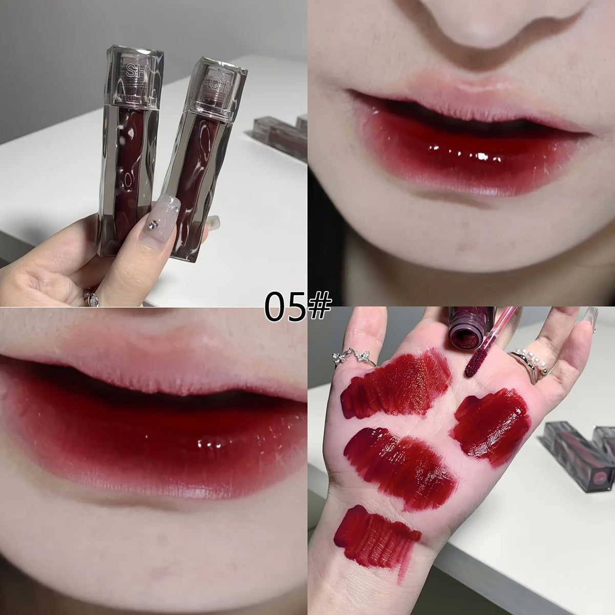 Adorable Bear Mirror Lip Glaze - Long-Lasting, Non-Fading, Hydrating Liquid Lipstick with Watery Texture - Luxurious Glossy Shin HIP Color05
