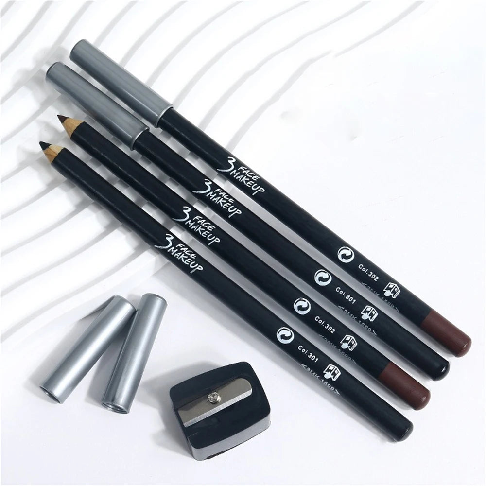 Waterproof Black Brown Eyeliner Brow Pencil Smudge Proof Lasting Dual Use Hard Tip for Precise Lines Beginner Friendly Makeup HIP