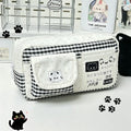 Cat Print Pencil Case – Multi-Layer Large Capacity Pen Bag Pencil Case HIP White