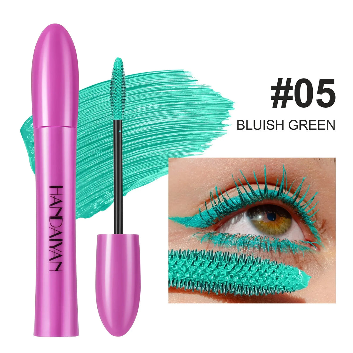 Pink Brown Eyelashes Mascara Colorful Stage Makeup Colored Mascara Cream Blue Green Lasting Waterproof Mascara Curling Eyelashes HIP 05 Bluish Green