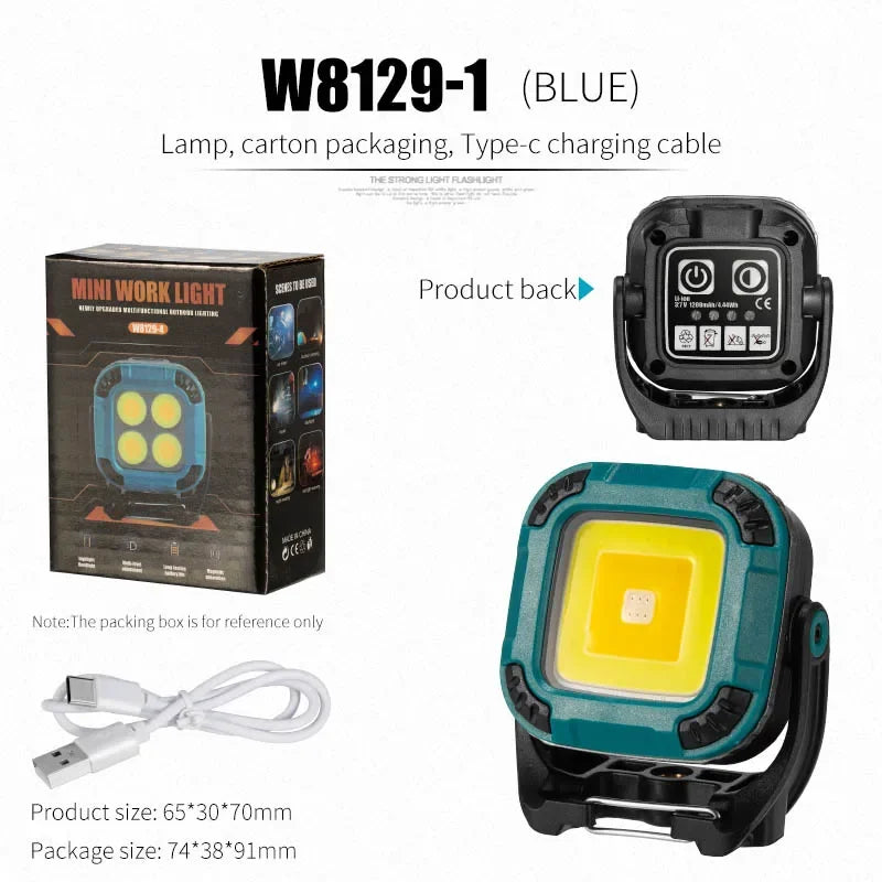 ESMARTER 600-Lumen USB Rechargeable LED Work Light Flashlight LED Work Light HIP W8129-1 blue